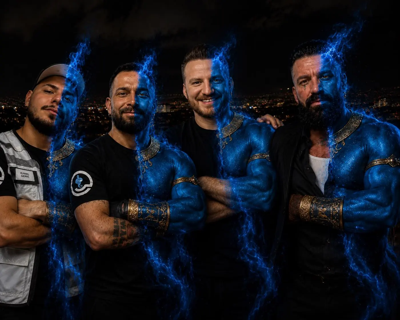 Das KanalGenie-Team als Genies — die Genies im Kanal